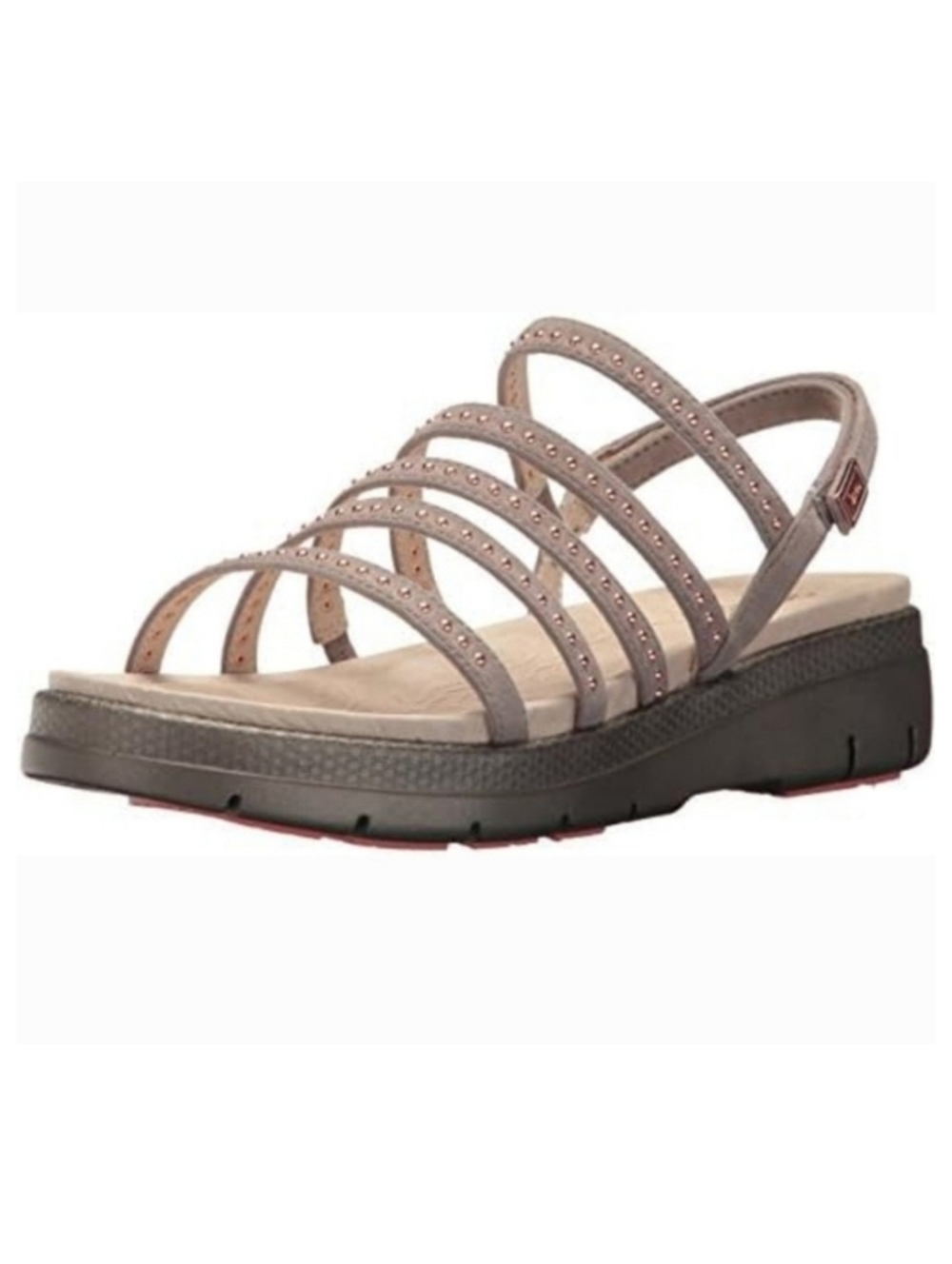 Jambu Elegance Gray Leather Strappy Gladiator Rose Gold Stud Slingback Sandals 8